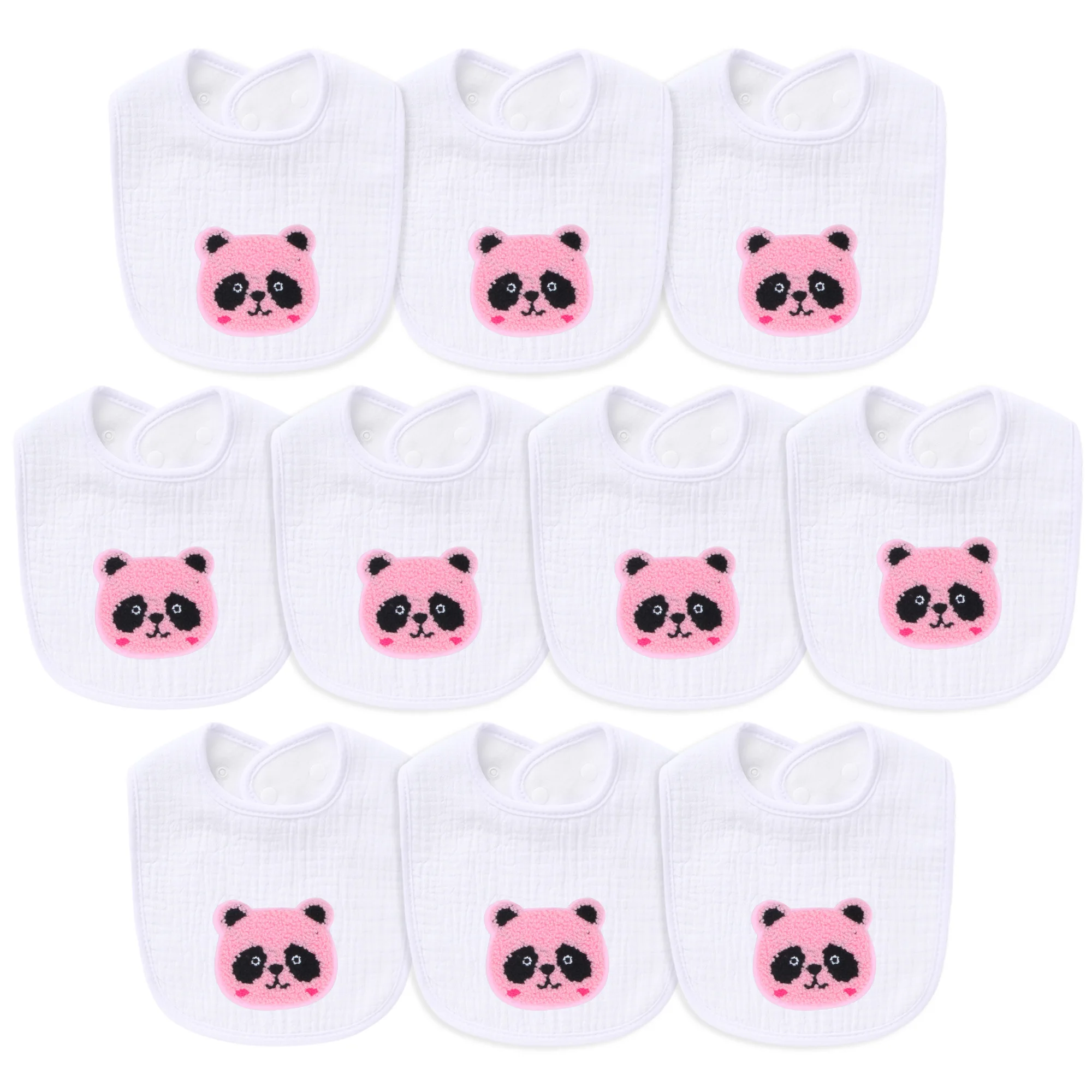 

10 Piece Soft Cotton Baby Bibs Comfortable Newborn Boys and Girls Bibs for Drooling, Teething, Feeding(Cute Panda)