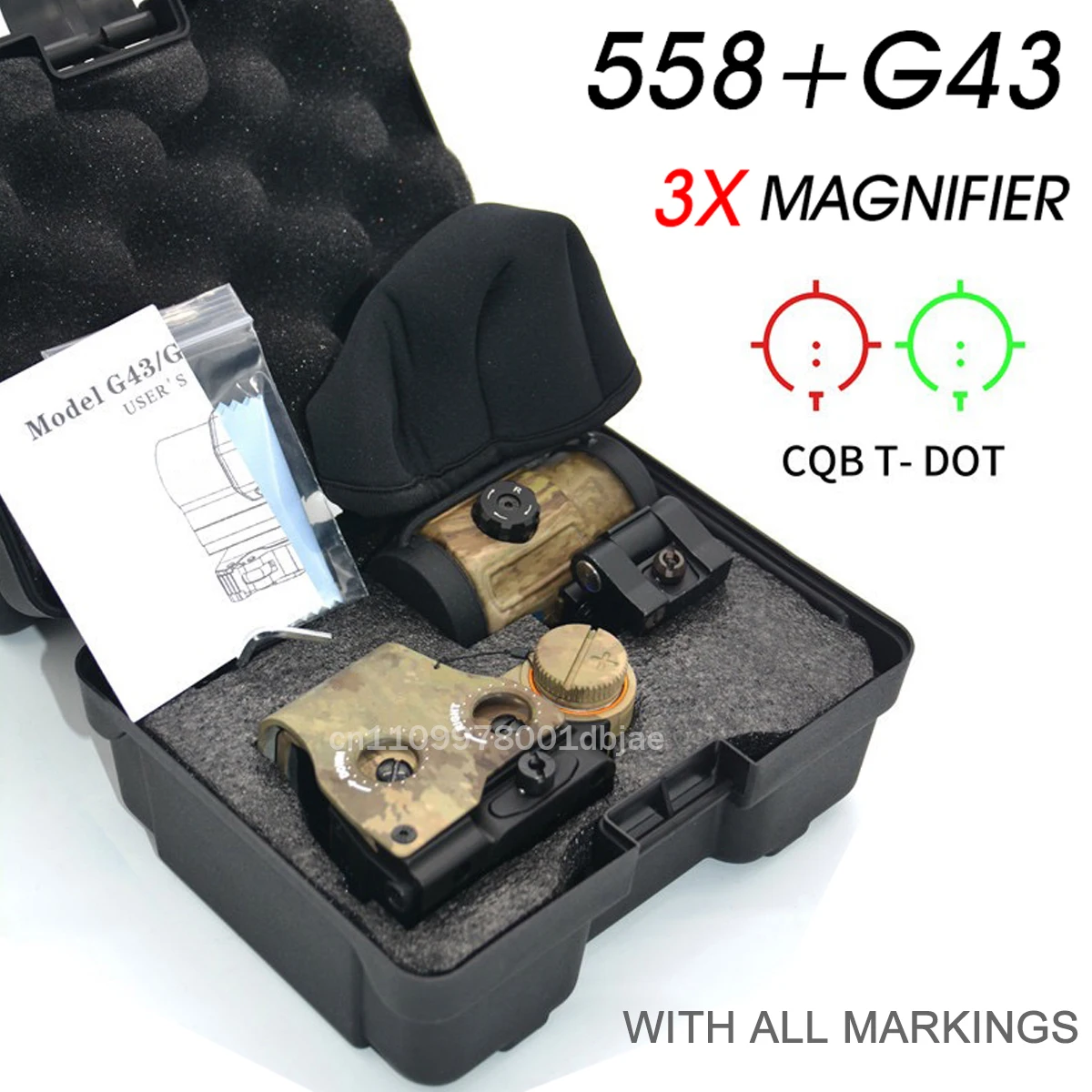 EXPS3 558+G43 Holographic Collimator Red Green Dot Sight 3X Magnifier Hunting Scope Professional Edition 20mm Mount image 5