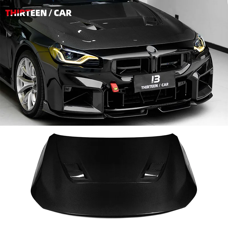 

Капот из сухого карбона в стиле V2 с вентиляционными отверстиями для BMW M2 Coupe G87 2 Series G42, аэродинамический дизайн