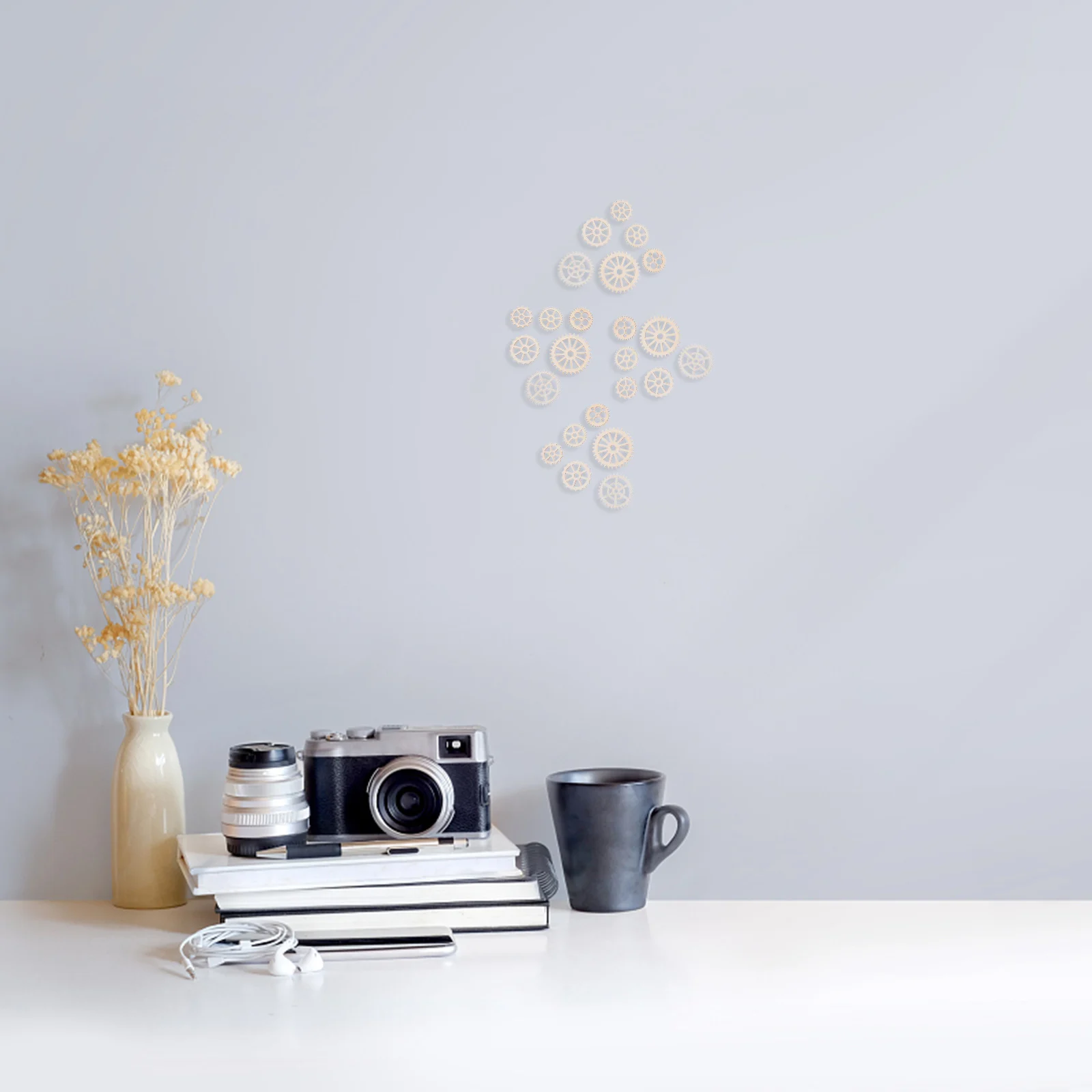 

50 Pcs Wooden Gear Pendant Bedroom Decor Living Home Aesthetic Cute Industrial Style Retro