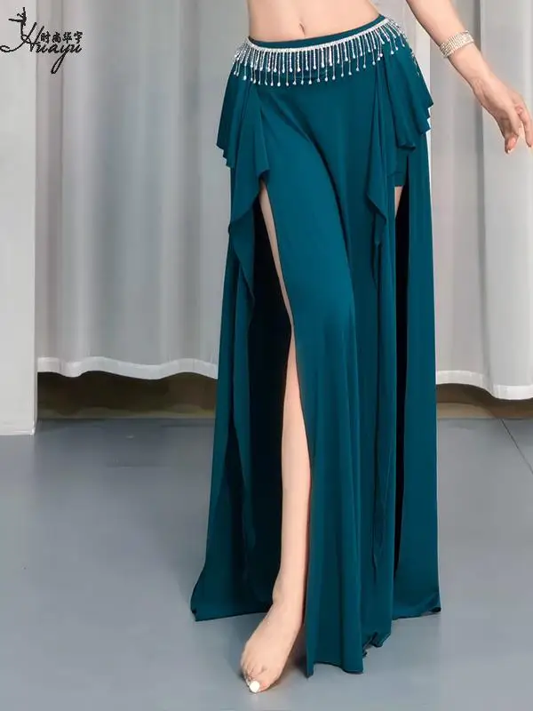 Costume de danse du ventre pour filles, jupe mi-longue, danse orientale, Sexy, Double fente, Slim, longue, 2025