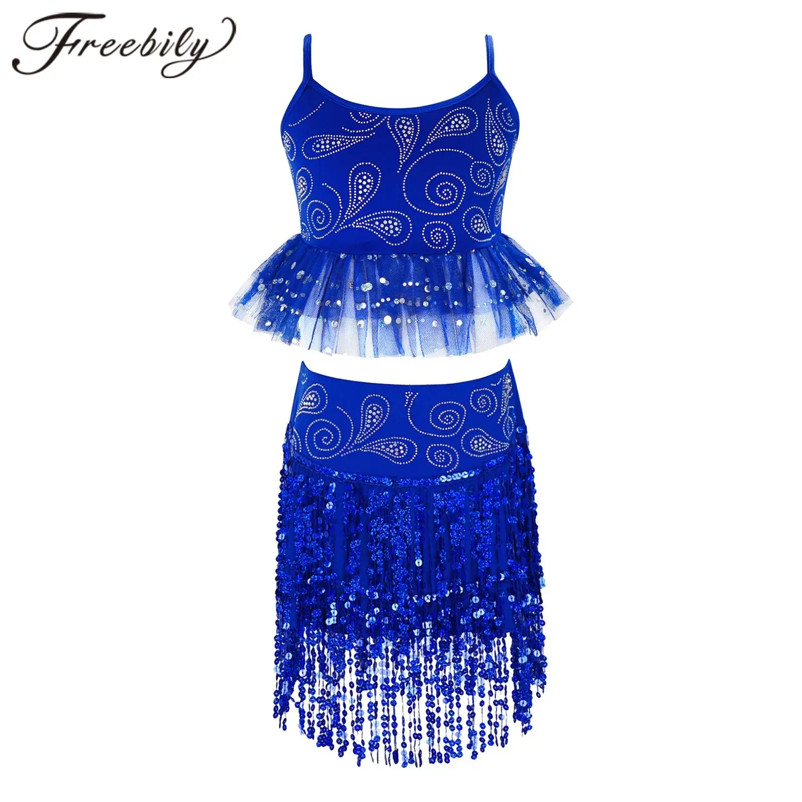 Girls Fringed Latin Dance Outfit Children Tassels Salsa Chacha CostumeDancewear Ballroom Dancing Tango Rumba Performance Dress view 3