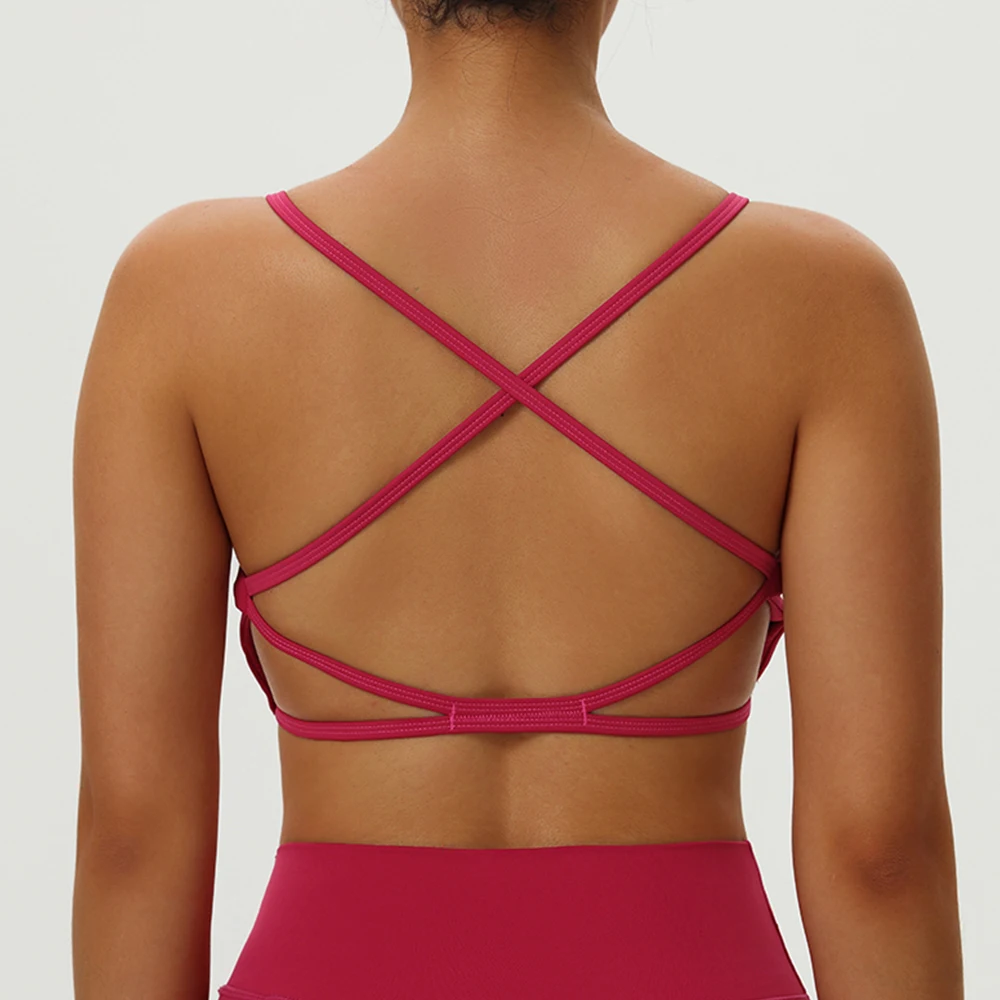 

Sport Bra Women Top Cross Strap Sports Bra Thin Push Up Yoga Gym Crop Top Brassiere Fitness Tube Top Breathable Beauty Back Bras