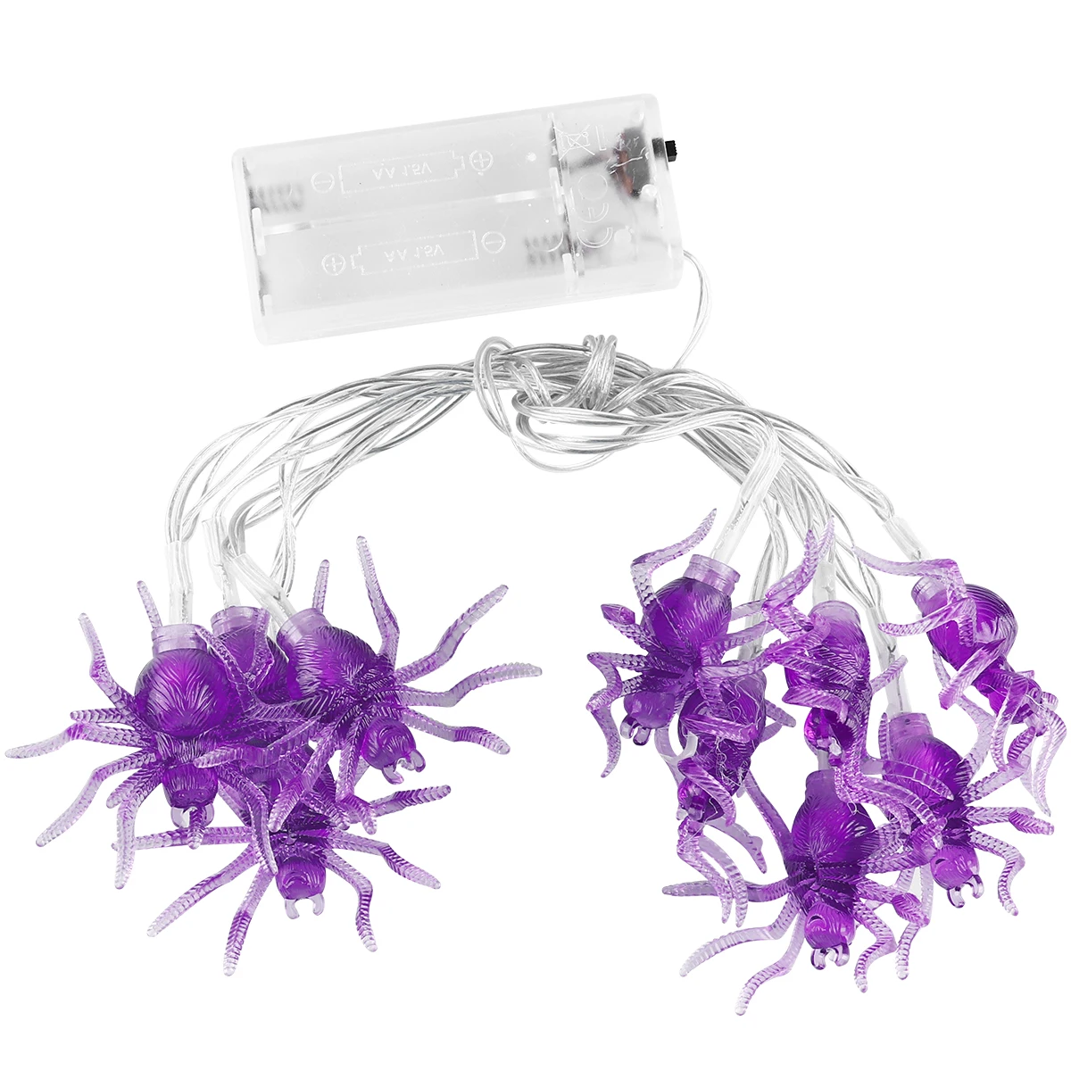 

Purple Spider LED Light String 100LEDs Powered Halloween Decoration Plastic Indoor Outdoor Festive Party Supplies Scary