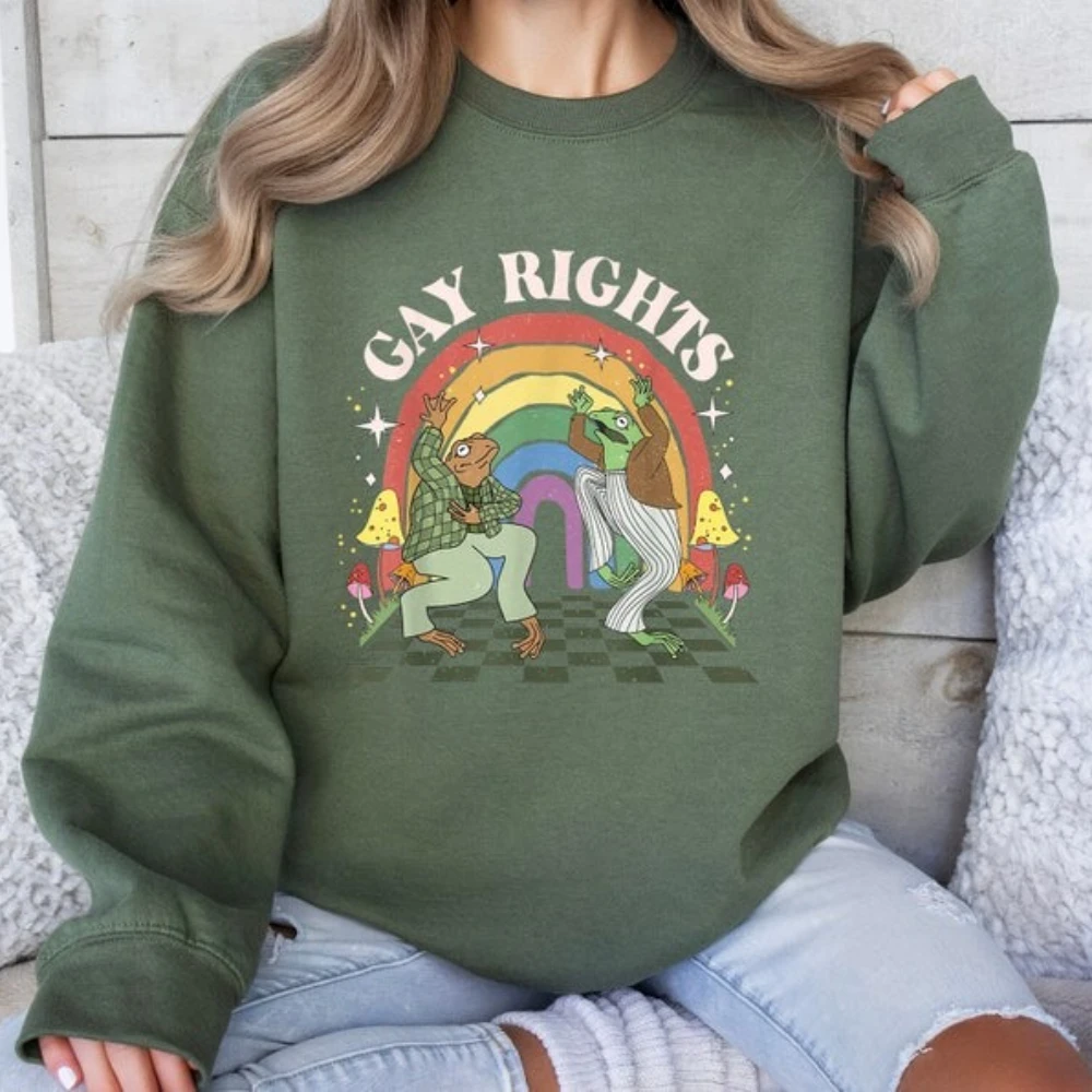 LGBT Sweatshirt Gay Pride Hoodie Be Gay Funny Frog Cottagecore Lesbian Unisex Gift Queer Streetwear Ally Support Equality Tops