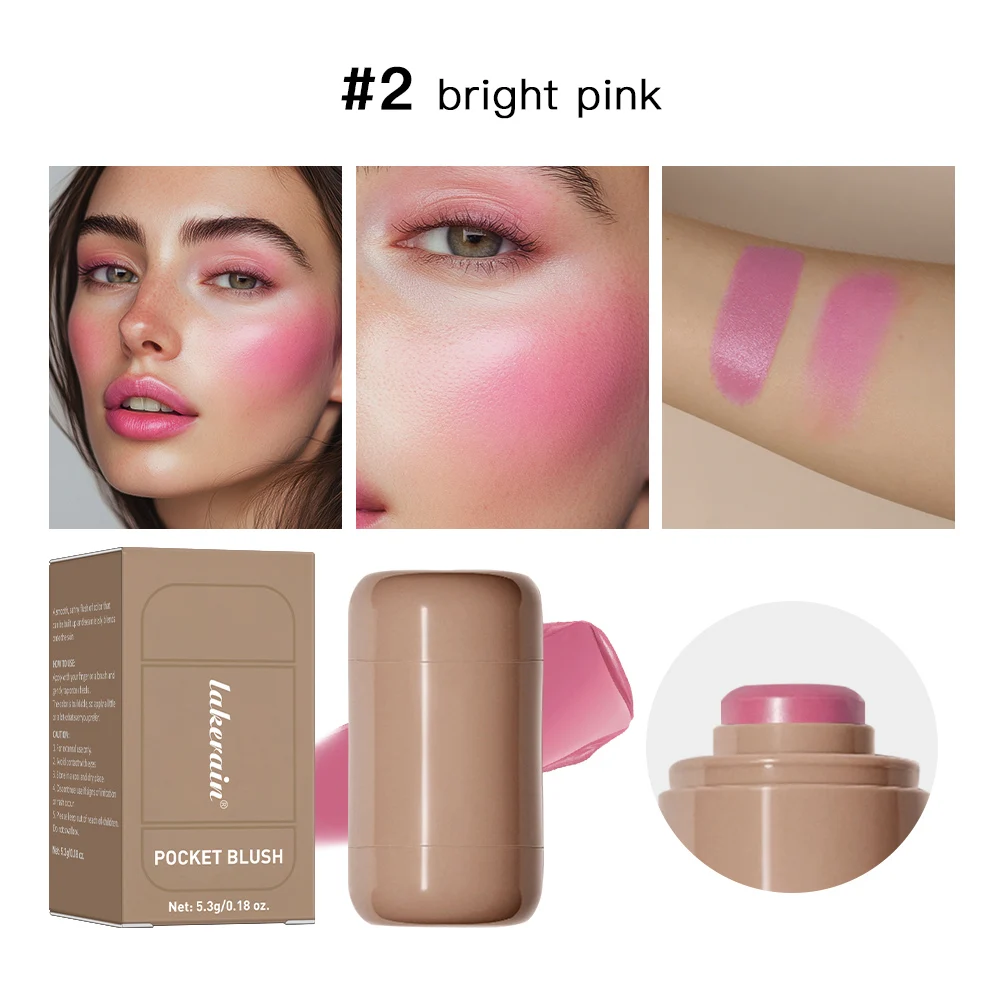 Pink Beauty Multi-use Blush Stick For Lips Cheek Long-lasting Hydrating Highlights Brighten Soft Natural Flush Cream Blush Stick