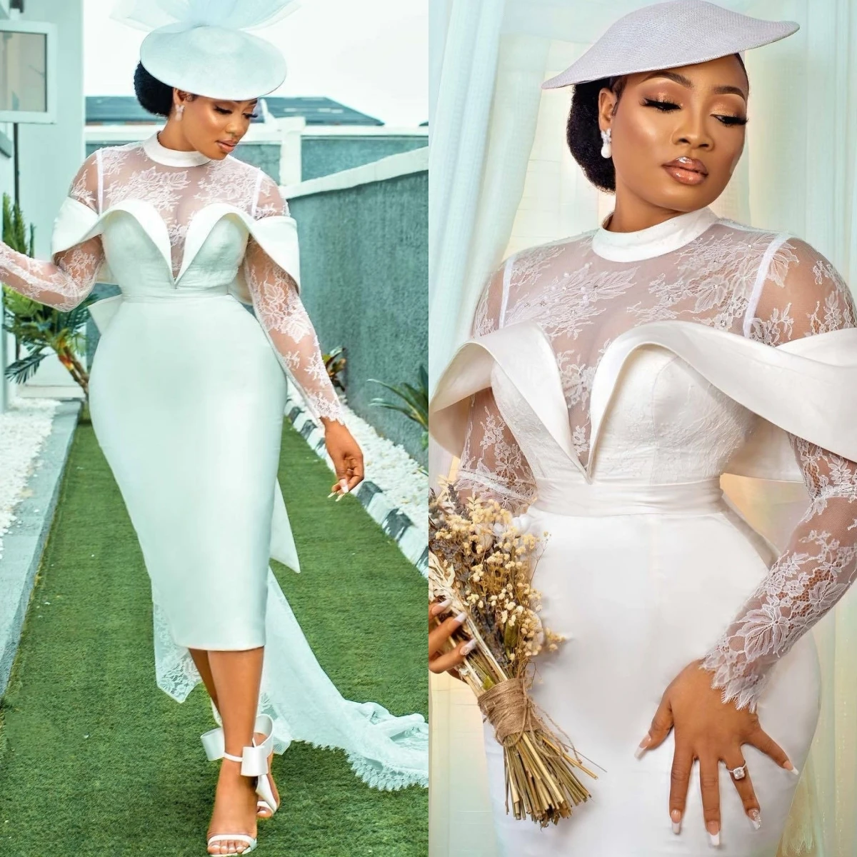 

Customized Exquisite Satin Luxury Wedding Dress Simple Long Sleeves Classic Appliques High Quality Bridal Party Bridal Gowns