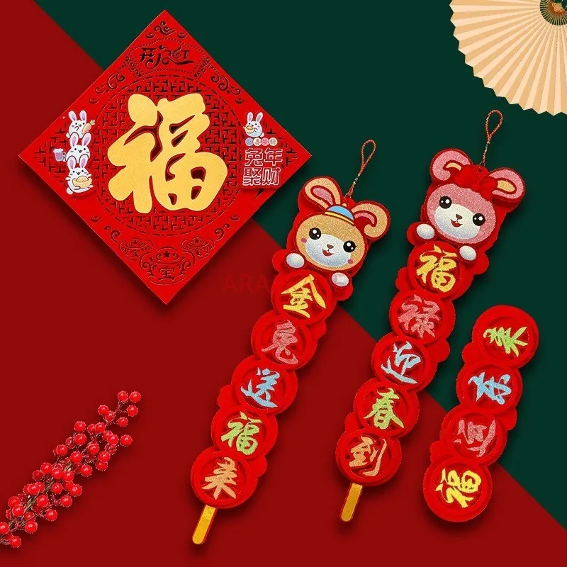 4 Stuks Chinese Couplet Rode Hanger Ornament Ambachten Voor Lente Festival Feest Raam Wanddecoraties