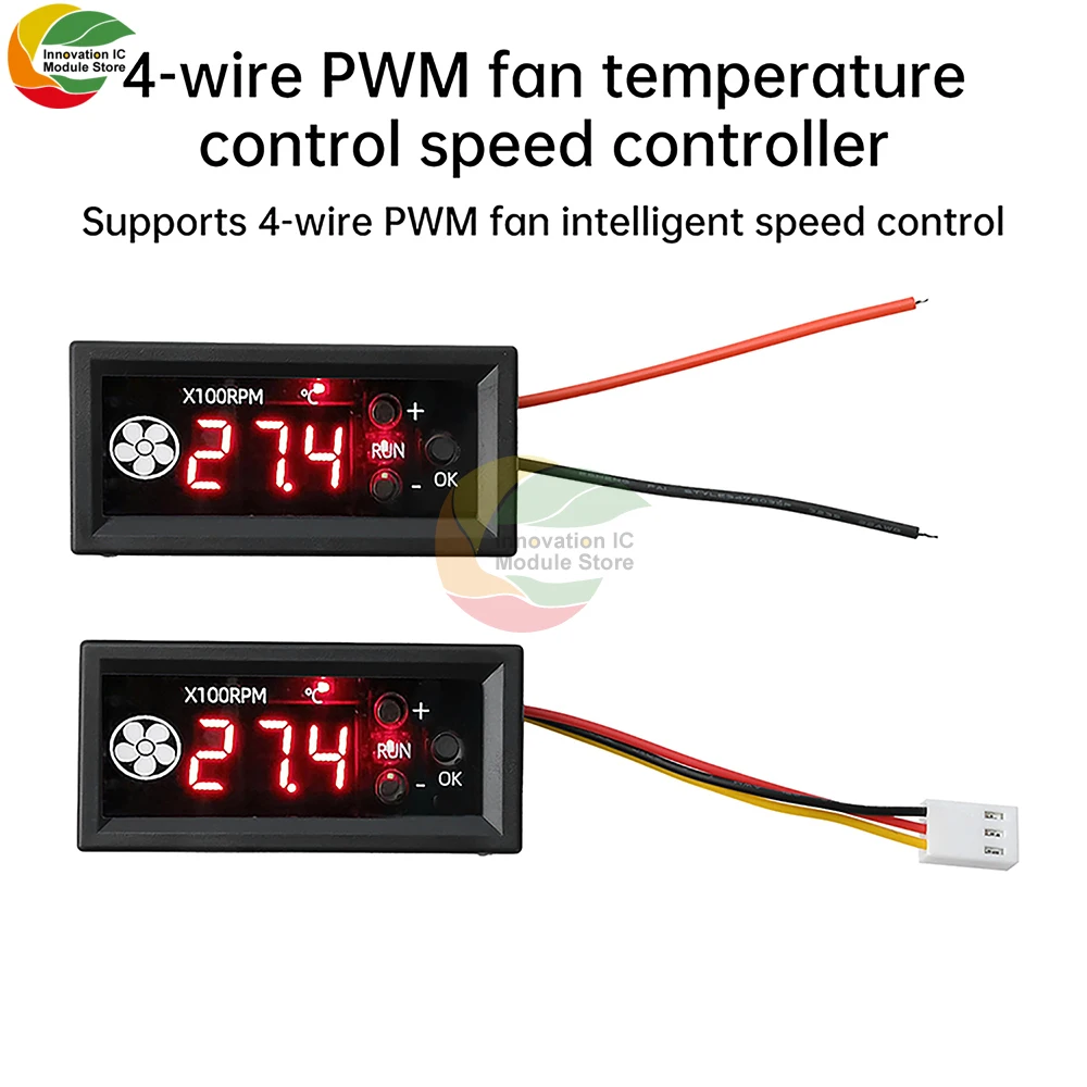 

4-wire PWM Fan Temperature Control Speed Controller 12V3A Digital Display Temperature Speed Chassis Noise Reduction
