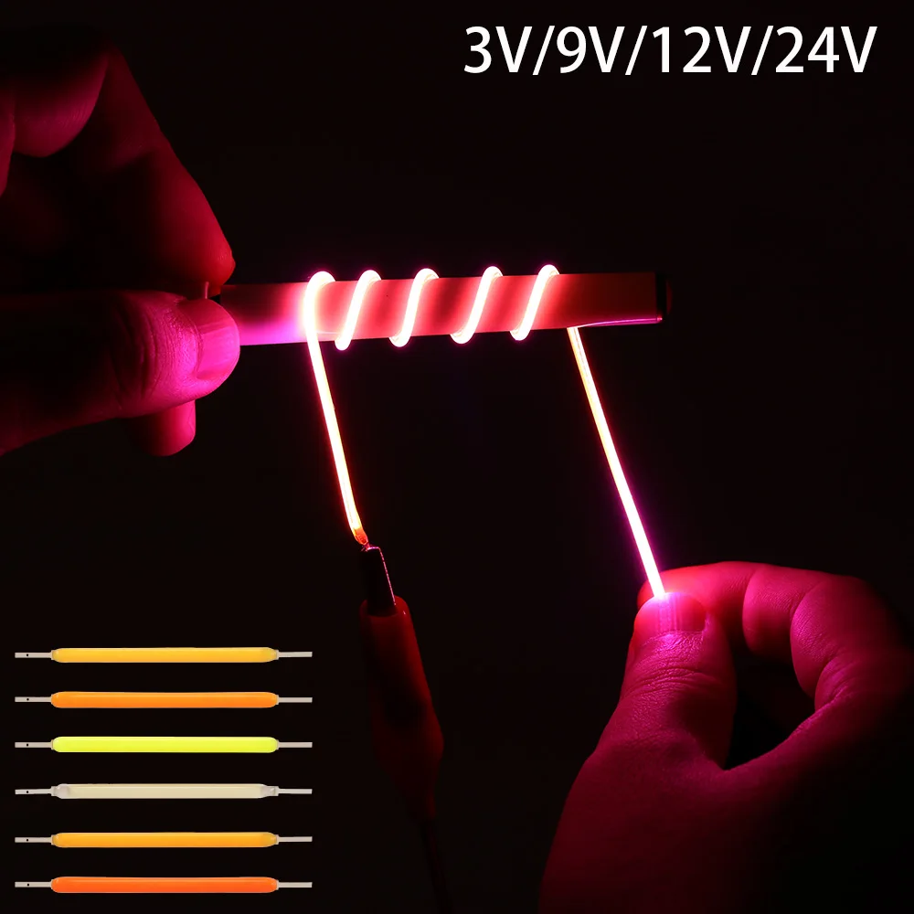 2mm elastyczny żarnik LED 3V/12V/24V dla majsterkowiczów żarówka edisona 1200mm 600mm 30mm fioletowy różowy niebieski czerwony ciepły biały