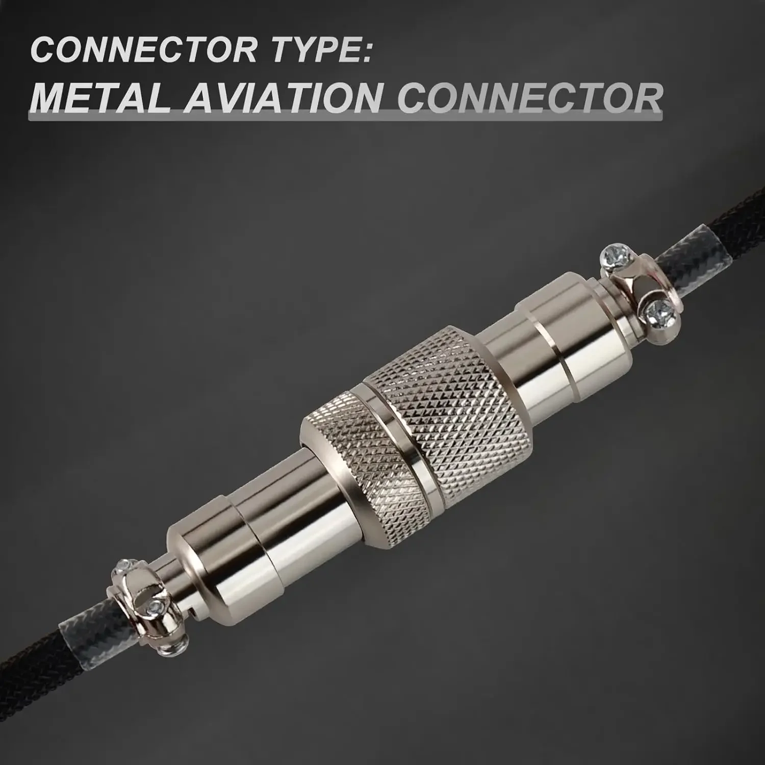 Coiled USB C Aviator Keyboard Cable for Gaming Double-Sleeved Mechanical Keyboard Cable with Detachable Metal Aviator 1.6M