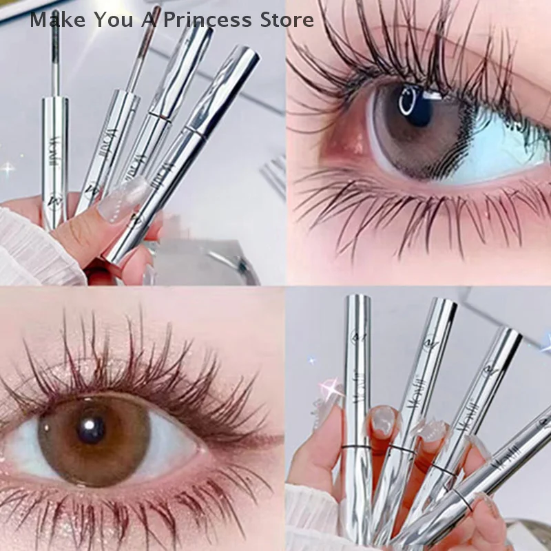 New Metal Lashes Mascara Waterproof Silk Fiber Mascara Black Long Curling Eyelash Extensions Non-clumping Eyes Makeup Cosmetics