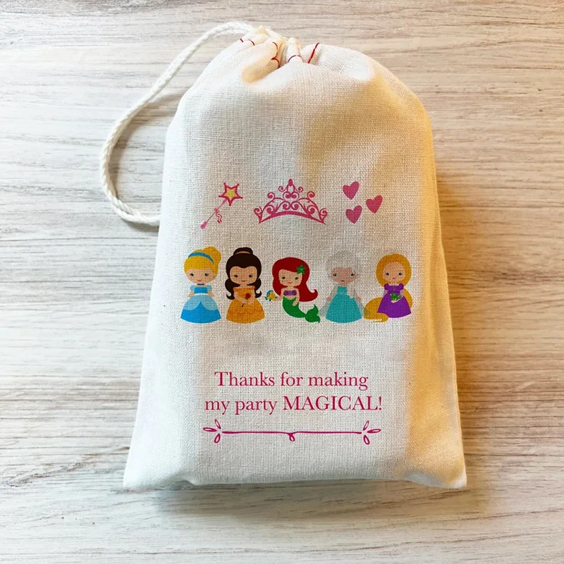 5pcs Princess Favor Bags kid girl 1st 2nd 3rd 4th 5th 6th 7th 8th 9th 10th Birthday party decoration Thank You gift keepsake