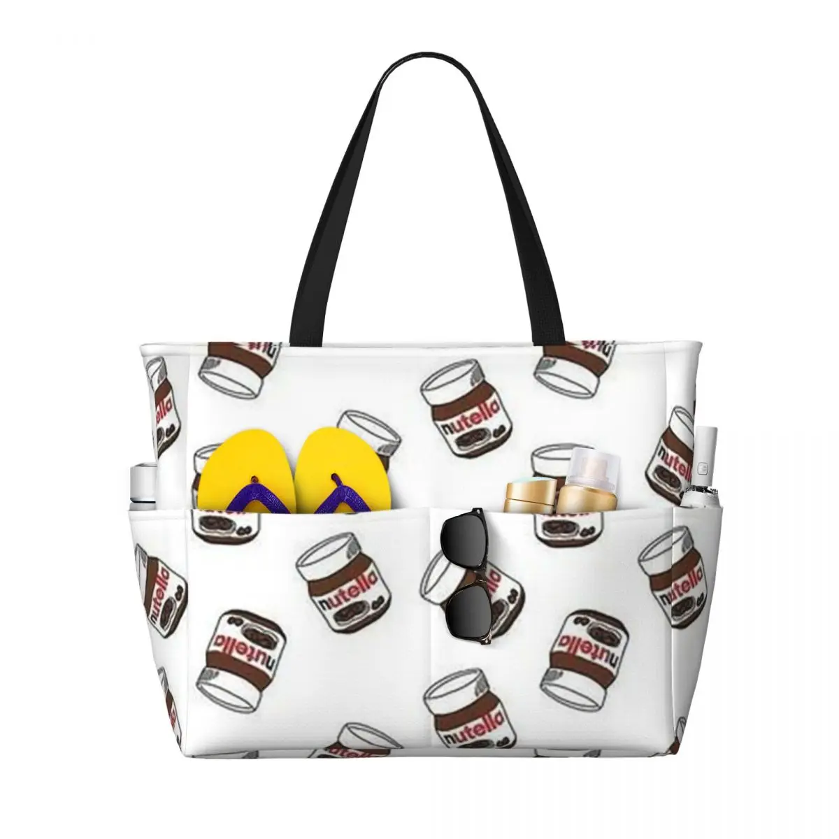 Nutella Pattern Beach Tote Bag Sport Gym Yoga Duffle Large Tote Bag Women Travel Bag Fitness bag