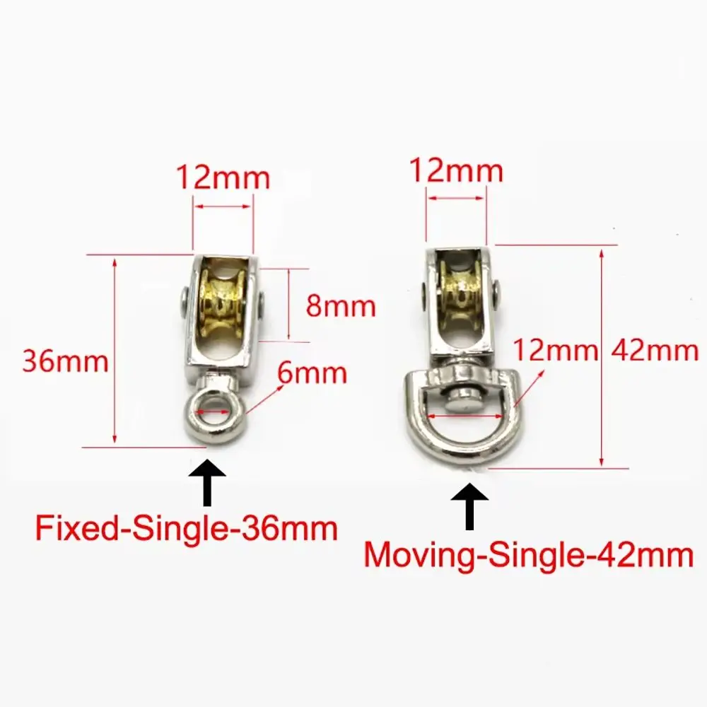 1 قطعة جديد 36/52/75 مللي متر بكرة ثابتة صغيرة سبائك الزنك رسول بكرة واحدة/عجلات مزدوجة المعادن إحزم معالجة رفع