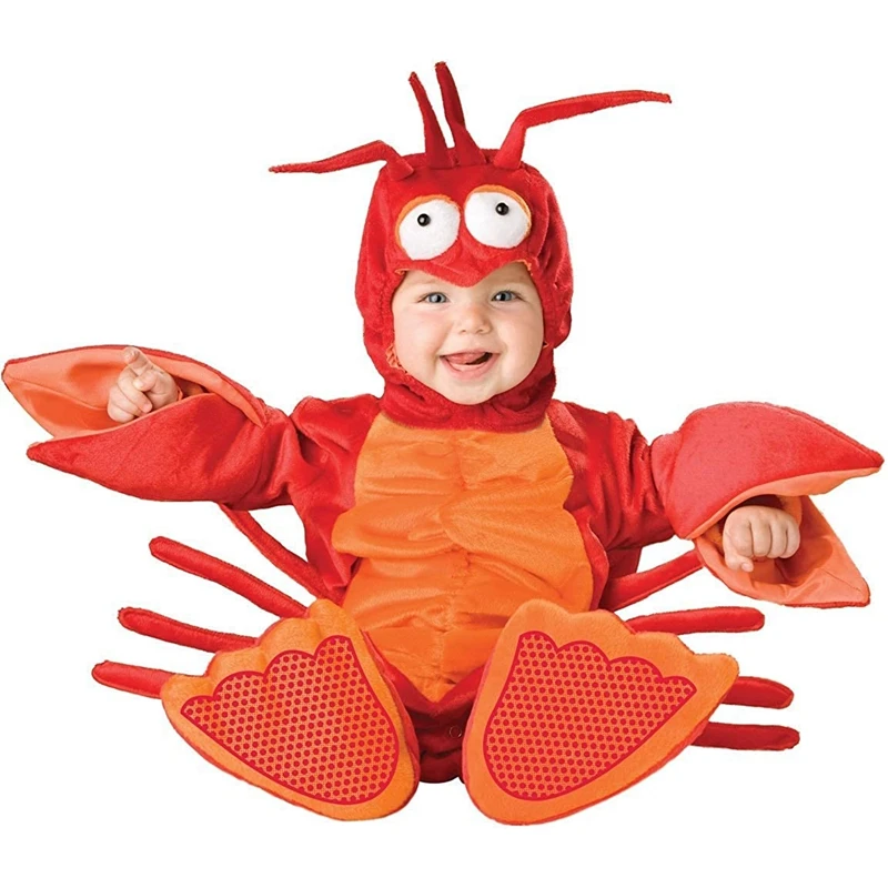 

Baby Cosplay Romper Newborn Boys Girl Long Sleeve Jumpsuit Cartoon Dinosaur/ Lobster Appearance Animal Performance Costume