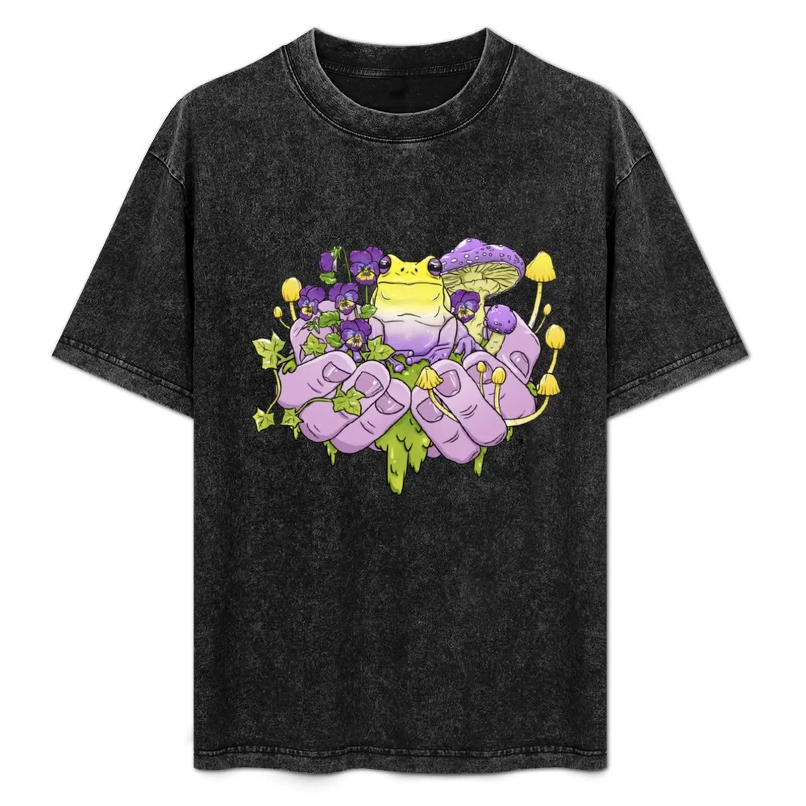 Enby Frog Toadstool Handful T-Shirt vintage anime shirt graphics t shirt men 100℅ cotton