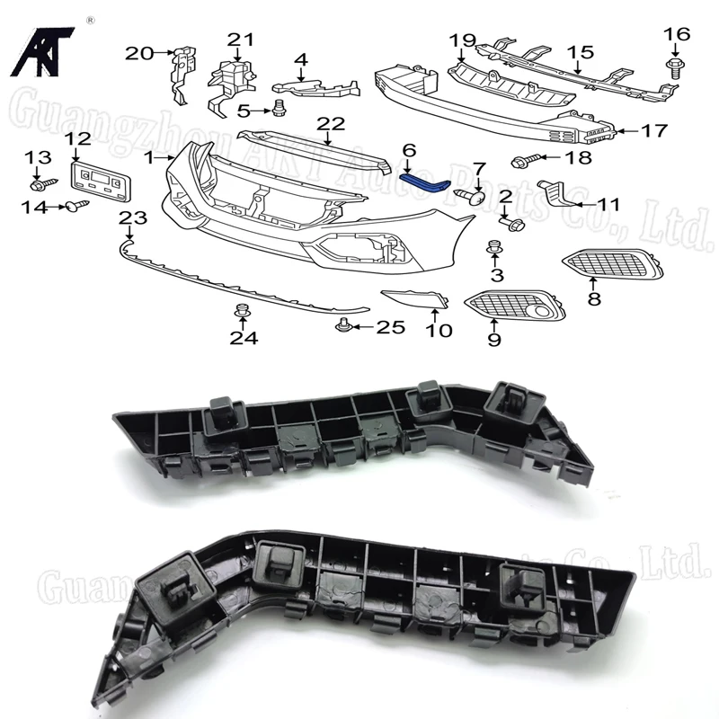 1 Pair Auto Front Bumper Retainer Bracket Support Holder 71193-TEA-T01 71198-TEA-T01 For Honda Civic 2017 2018 2019