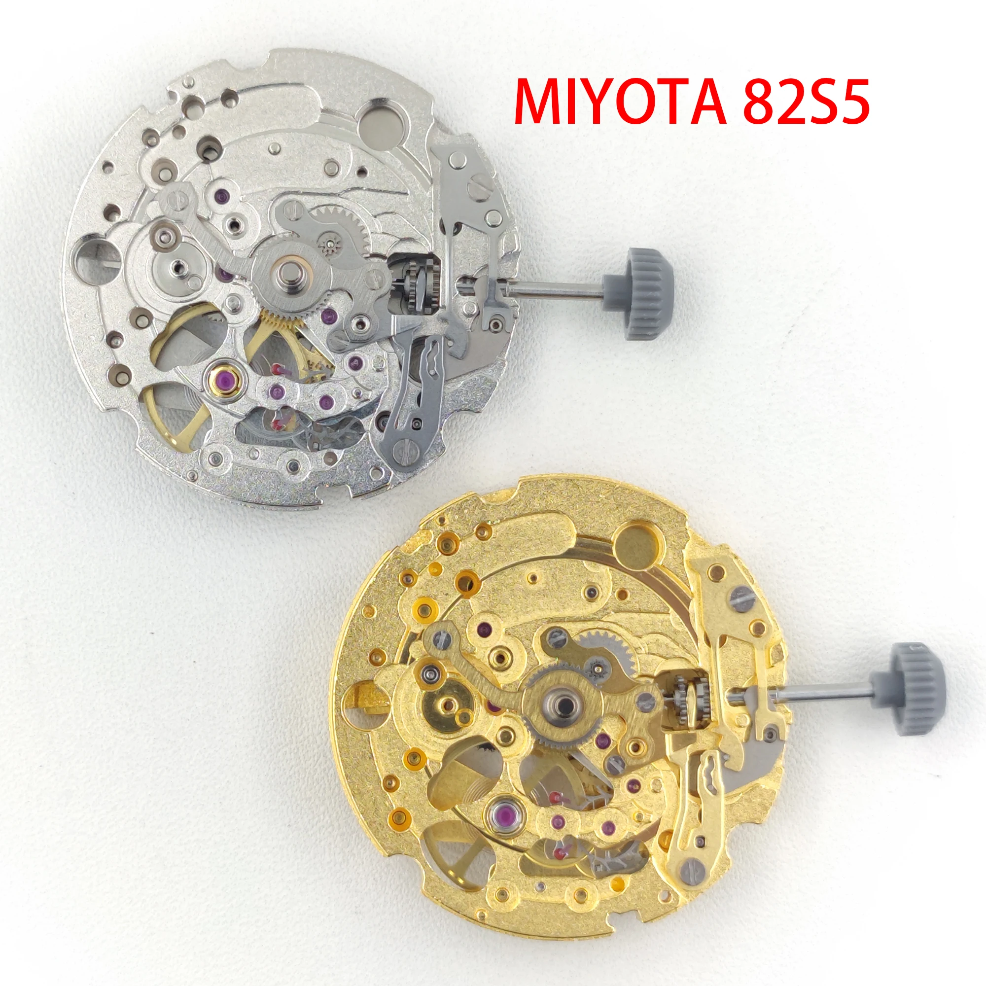 

Japan Miyota 82S5 Automatic Mechanical Movement 21 Jewels Open-Heart Skeleton Movement for Mens Watch Stop Second Device