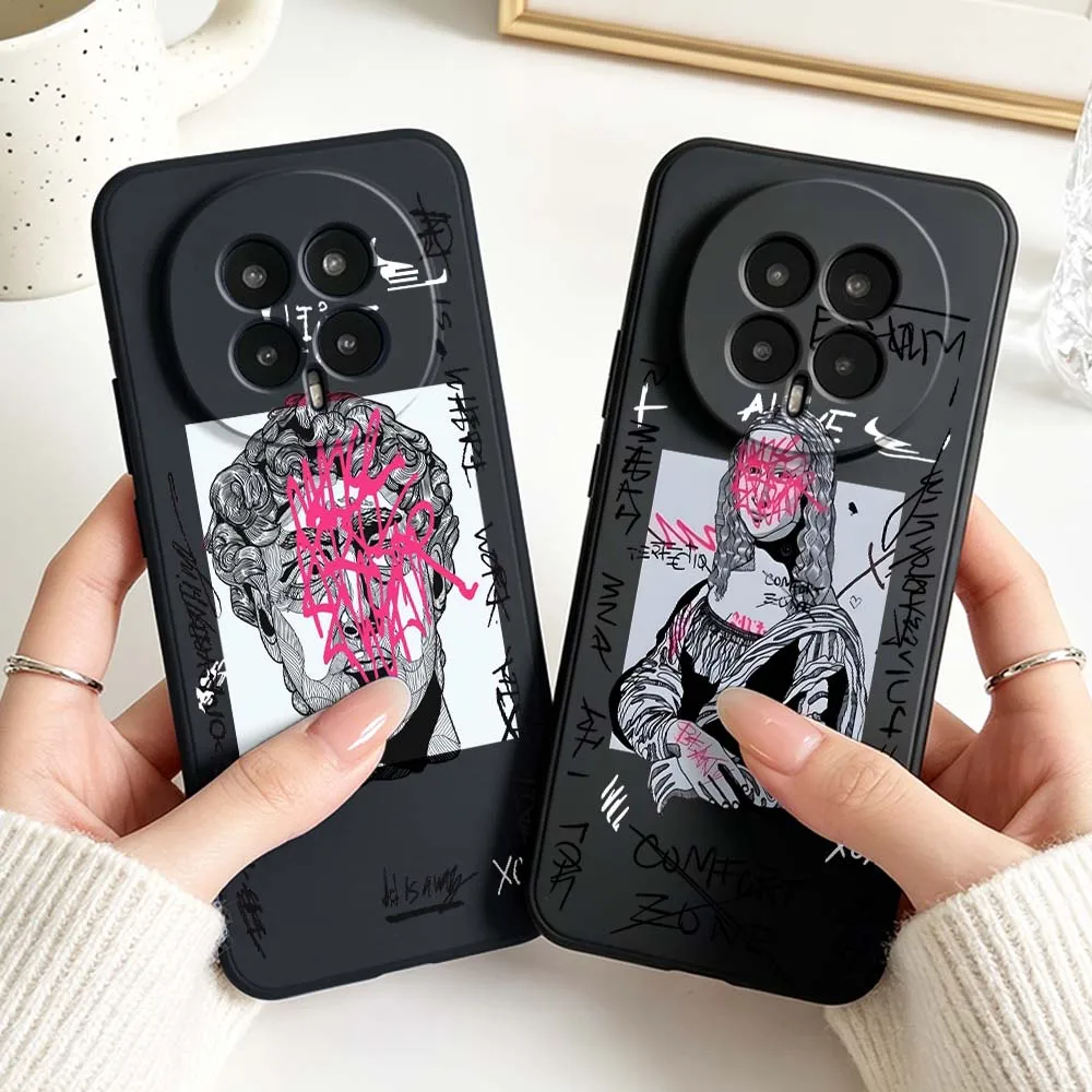 

Cartoon Doodle Great Art Phone Case For Honor Magic 8 7 6 GT Play 7T 30 40 50 8T 60 9T 10T 9X 8X Pro Lite Plus 5G Black