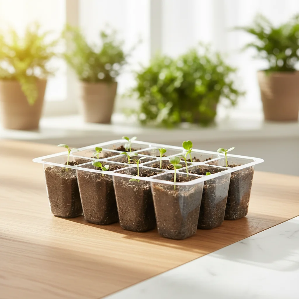 12-Cell Transparent Seedling Tray Durable PP Plastic for Home Gardening and Plant Growing