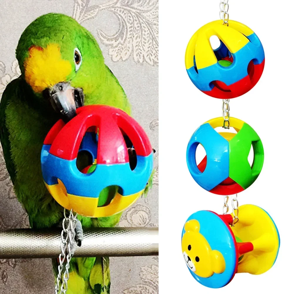 앵무새 Bird Parrot Toy Colorful Bird Ball with Bell for Cage Bird Chew Toy Playing Training Ball Hanging Toy for Small Parakeets