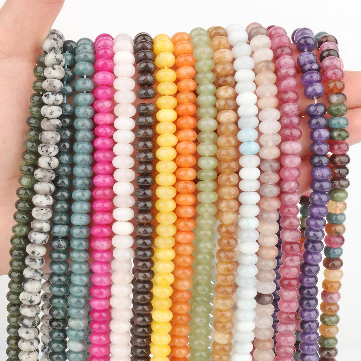 

Wholesale 8x5mm Abacus Shape Beads Natural Tourmaline Topaz Jade Jasper Loose Rondelle Beads For Jewelry Making Diy Bracelet