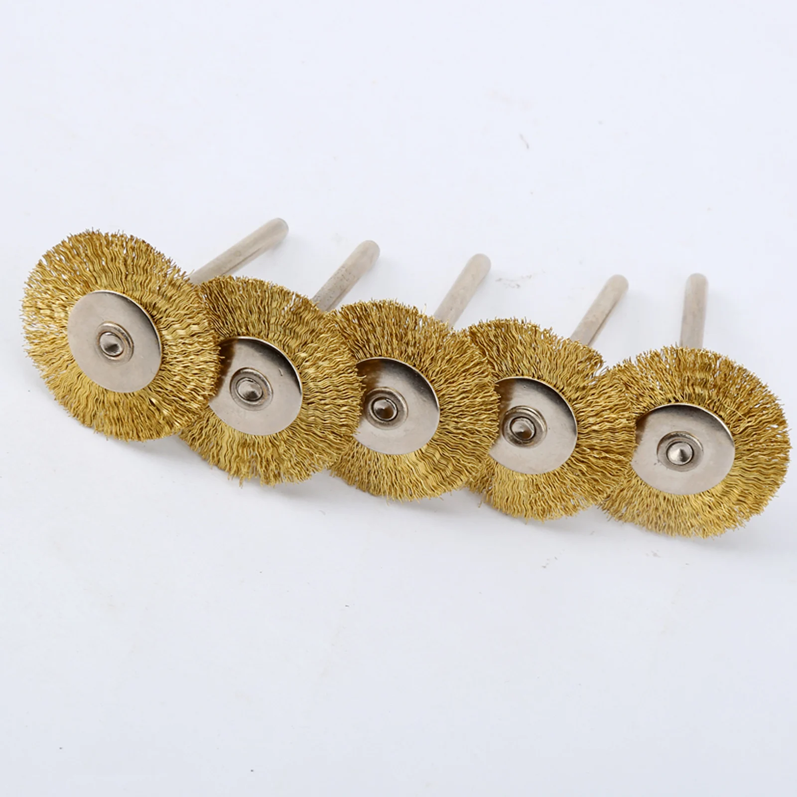5PCS 25mm Brass Wire Wheel Brushes for Dremel Accessories Mini Drill Polishing Grinding For Grinder Rotary Tools 3.17mm Shank
