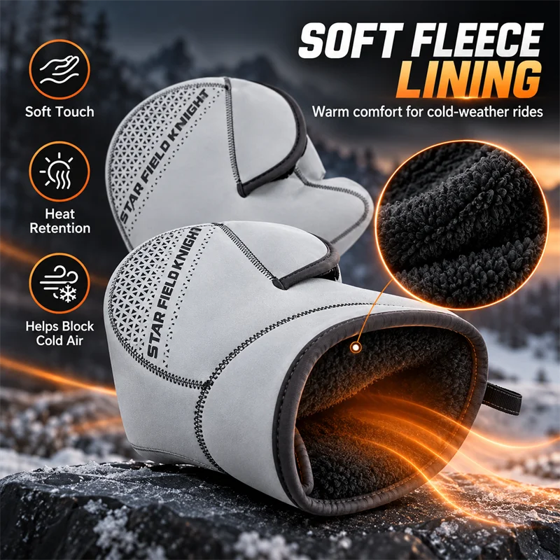 Star Field Knight Motorcycle Cycling Handlebar Mitts Winter Warm Grip Riding Muffs Gloves Cover Windproof Rainproof Snowproof