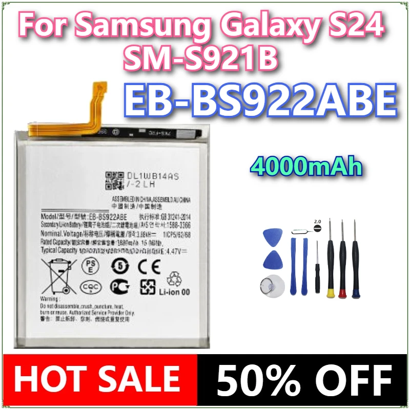 

Brand New EB-BS922ABE 4000mAh Mobile Phone Battery For Samsung Galaxy S24 SM-S921B Mobile Phone Batteries + tools