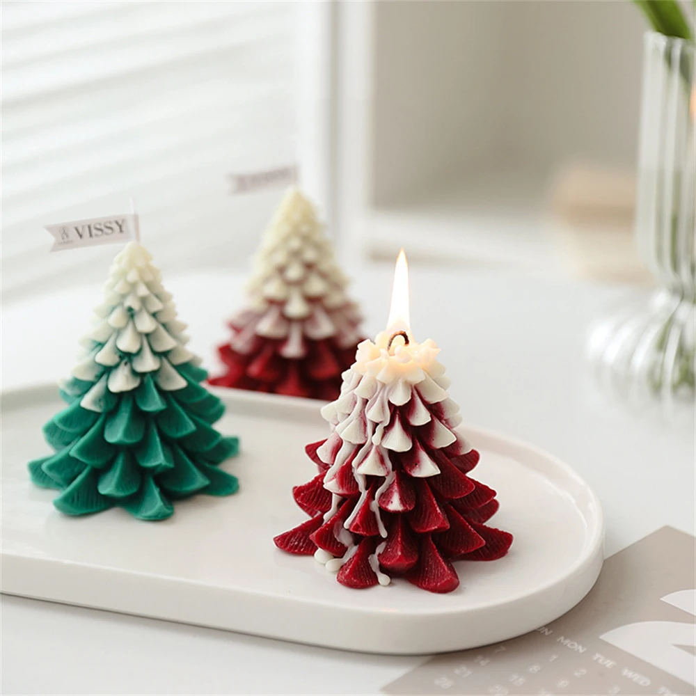 New Christmas Tree Candle Mold DIY Xmas Decoration Handmade Epoxy Resin Silicone Candle Mould Aromatherapy Soap Candle Wax Molds