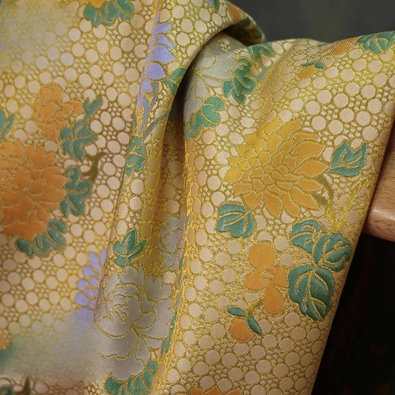 

Золотая жаккардовая ткань с цветочным принтом, дамасская песня, парчовый материал для костюма Тан, жилет Cheongsam, новые платья в китайском стиле, поделки своими руками