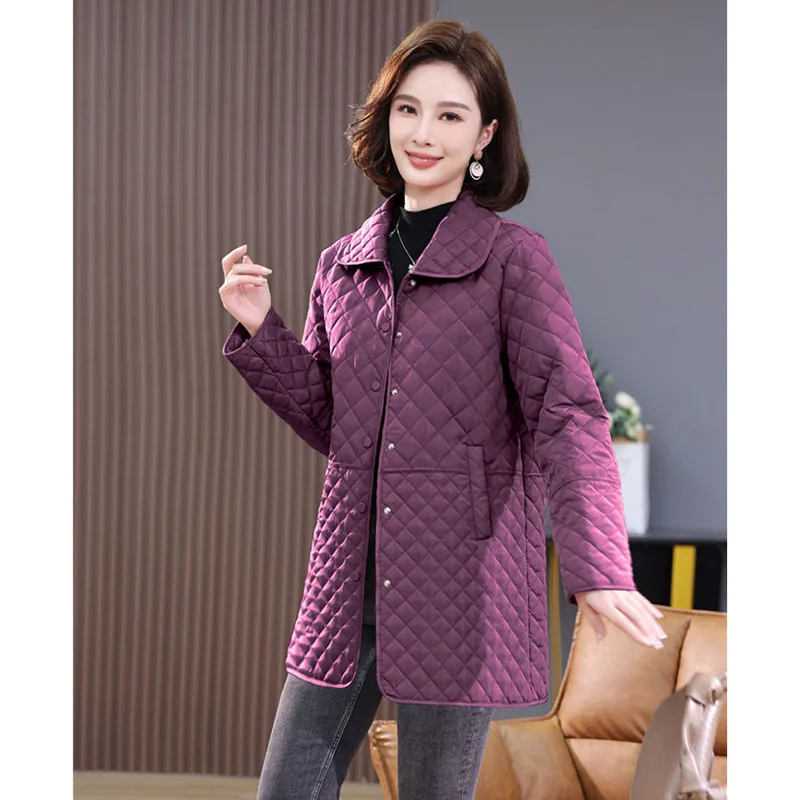 Giacca imbottita in cotone leggero casual primavera autunno nuova da donna Cappotto casual da donna imbottito in cotone scozzese con diamanti di alta qualità