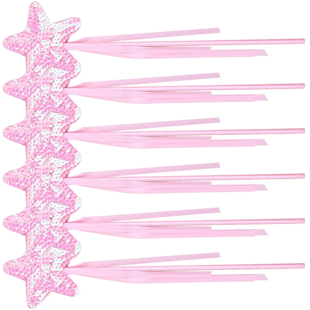 

6 Pcs Sequin Wand Star for Kids Girl Princess Toddler Cloth Child