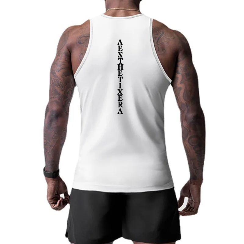 

Fitness Brand Mens Cool Muscle Quick Dry Tank Top Workout Gym Mesh Vest Slim Fit Running Undershirt Sleeveless Singlets