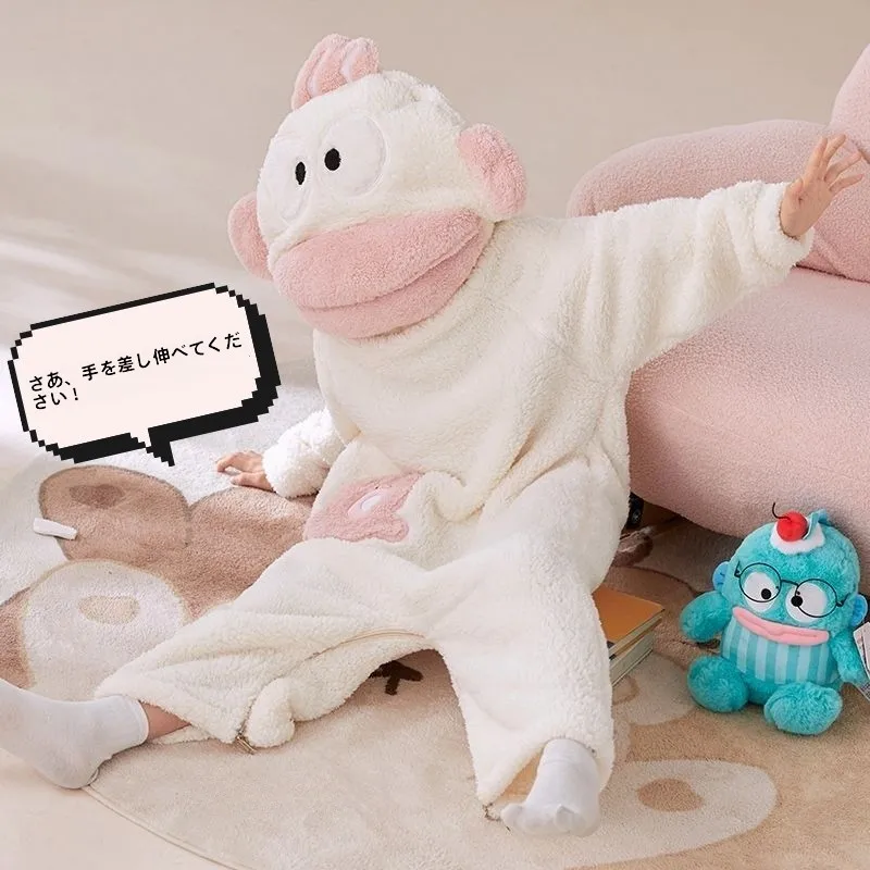 厚手のコーラルフリース子供用パジャマ、醜い魚デザイン、男の子用ロンパース、柔らかく快適なホームウェアセット