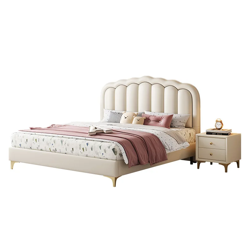 

modern simple children's bed, cream style bedroom, boy cartoon bed, light luxury soft bag princess bed