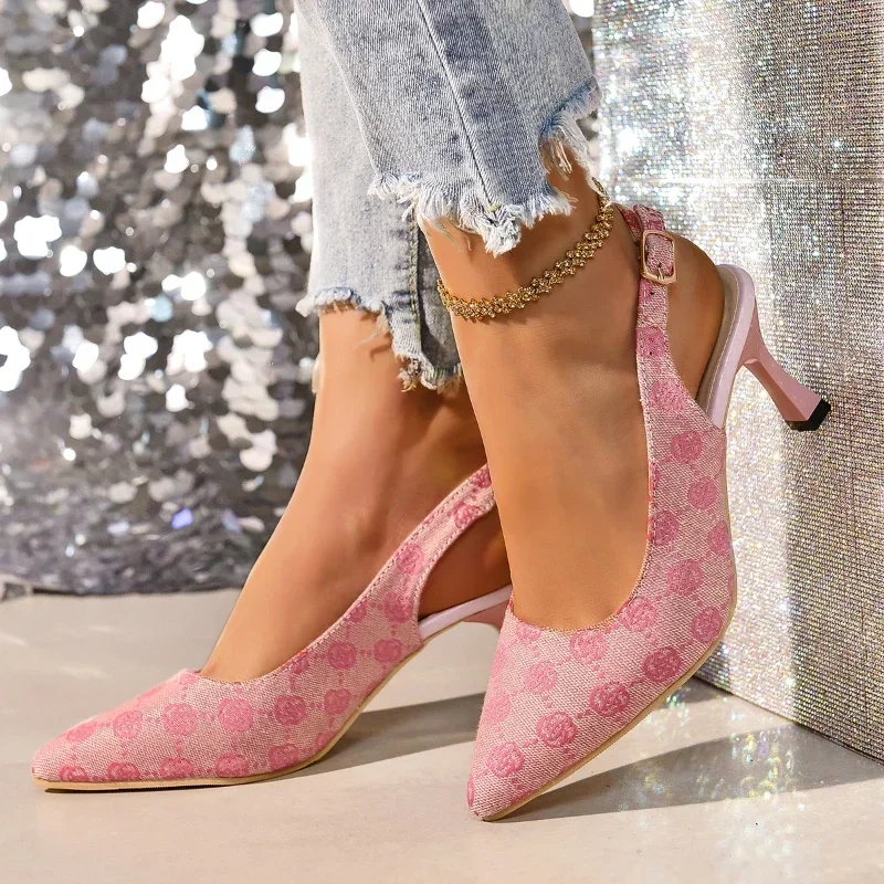 Marken-Designer High Heels Sandalen Damen 2025 Sommer Spitze Pumps mit Knöchelriemen Übergrößen Dünne Absätze Partyschuhe – Detail 2