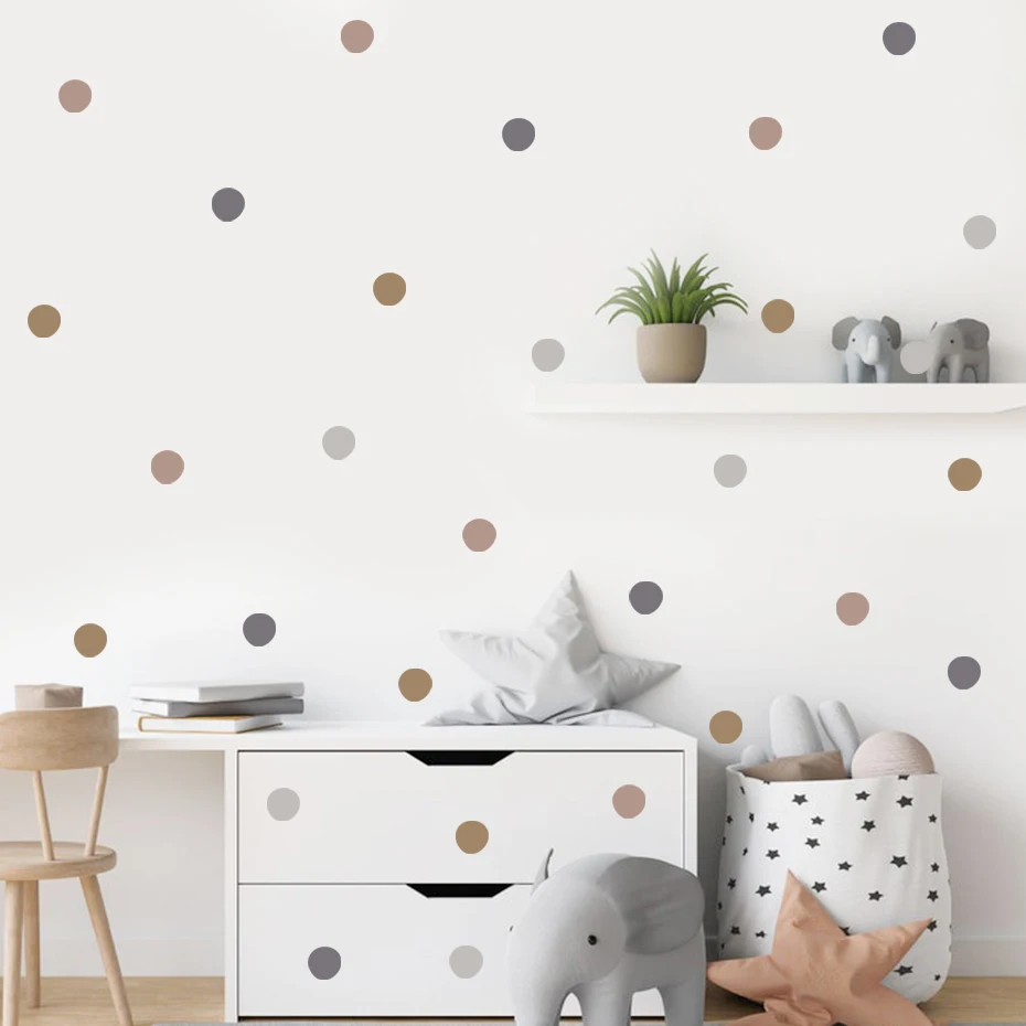 Cartoon Dots Polka Colorful Watercolor Wall Stickers Removable Nursery Wall Decals Print Kids Girls Bedroom Interior Home Decor