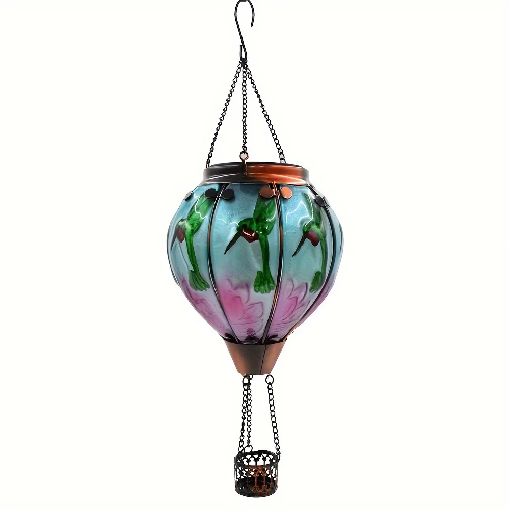 

1pc EcoSmart Solar-Powered Hot Air Balloon Shaped Outdoor Light, Energy-Efficient Flickering Flame Effect, Acrylic Lamp Shade, Semi-Flush Mount, Varnished Finish, Detachable Chandelier, Light Sensor Control, Includes Bulb, 600mAh Nickel Battery, Fused Gl