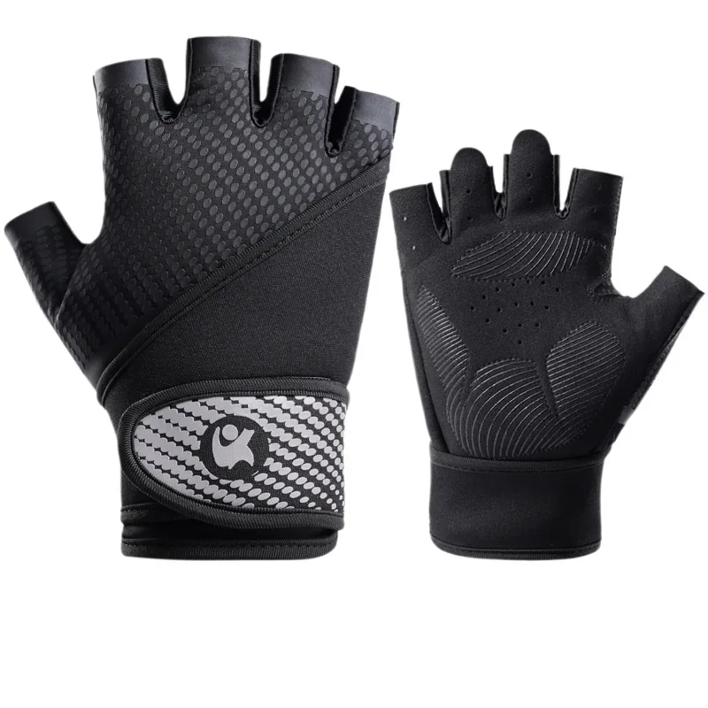 قفازات رياضية للنساء للرجال من مزيج النايلون قفازات تدريب منسوجة مع امتصاص الصدمات غير قابلة للانزلاق ودعم المعصم الممتد للياقة البدنية في صالة الألعاب الرياضية