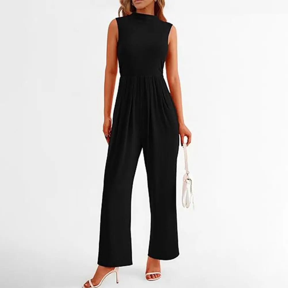 

Женский комбинезон с широкими штанинами, элегантный летний комбинезон с рюшами и высокой талией в складку