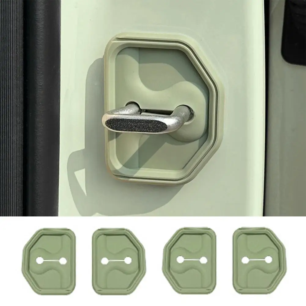 4Pcs Silicone Car Door Lock Cover Pad Anti Vibration Shock Absorber Door Lock Buckle Protector Anti-Collision Soundproof Damper