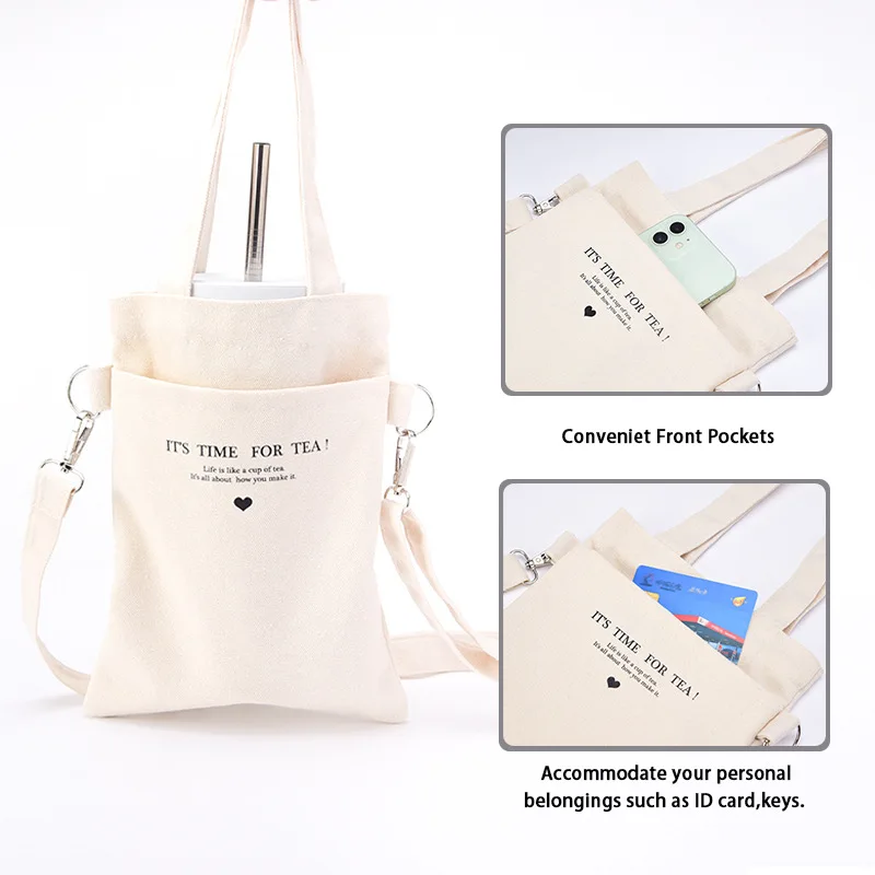 

Milk Tea Cup Canvas Bag,Lightweight Material,Silk Screen Style,Portable Storage,Double Mouth, TOTE Bag, Youth Fashion, New, 2023