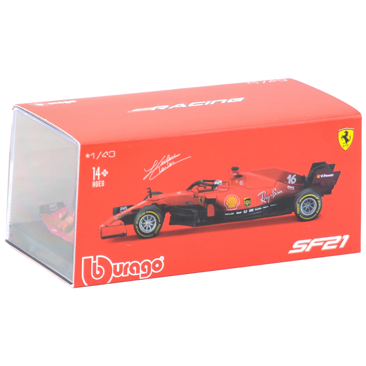 Bburago 1:43 Ferrari 2021 SF21 #16 #55 F1 Formula Car Die Cast Vehicles Collectible Model Racing Toys Acrylic Box