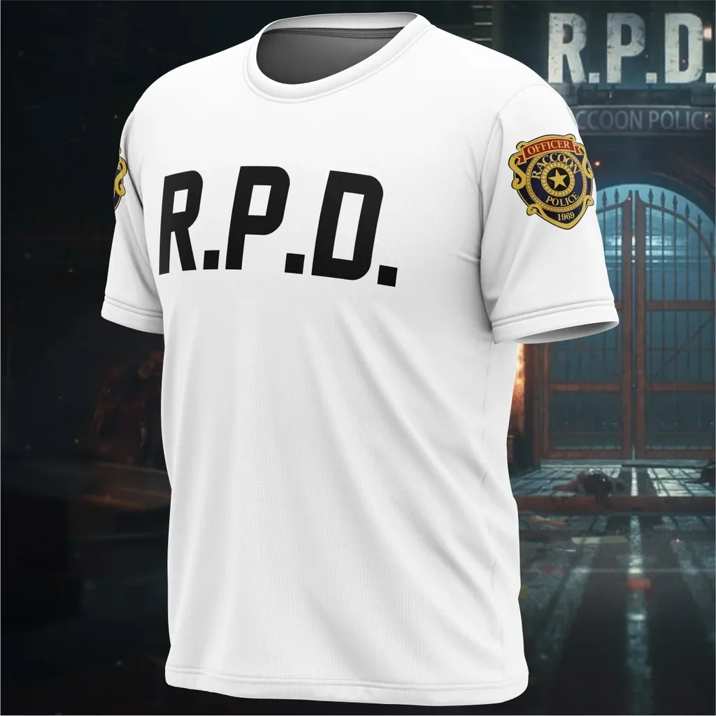 الشر المقيم r.p.d. camiseta con insignia de desen de Policía Mapache، ropa cosplay de alta quality، moda، souper grande