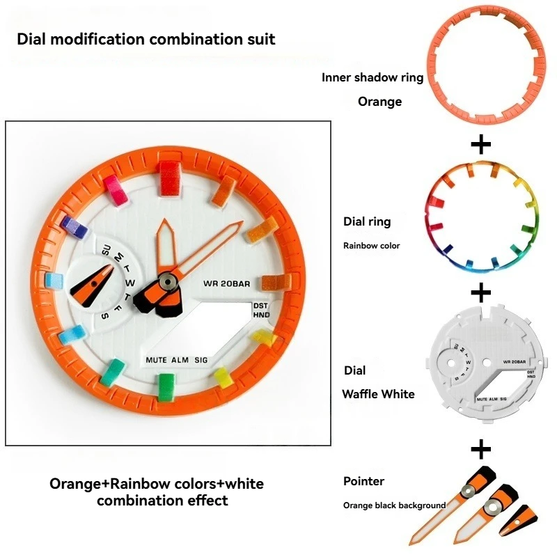Traje combinado GA2100, Kit MOD, placa de esfera de reloj, escala facial, anillo de capítulo, reloj para Casio G-SHOCK 2110 GA-2100 para Casioak