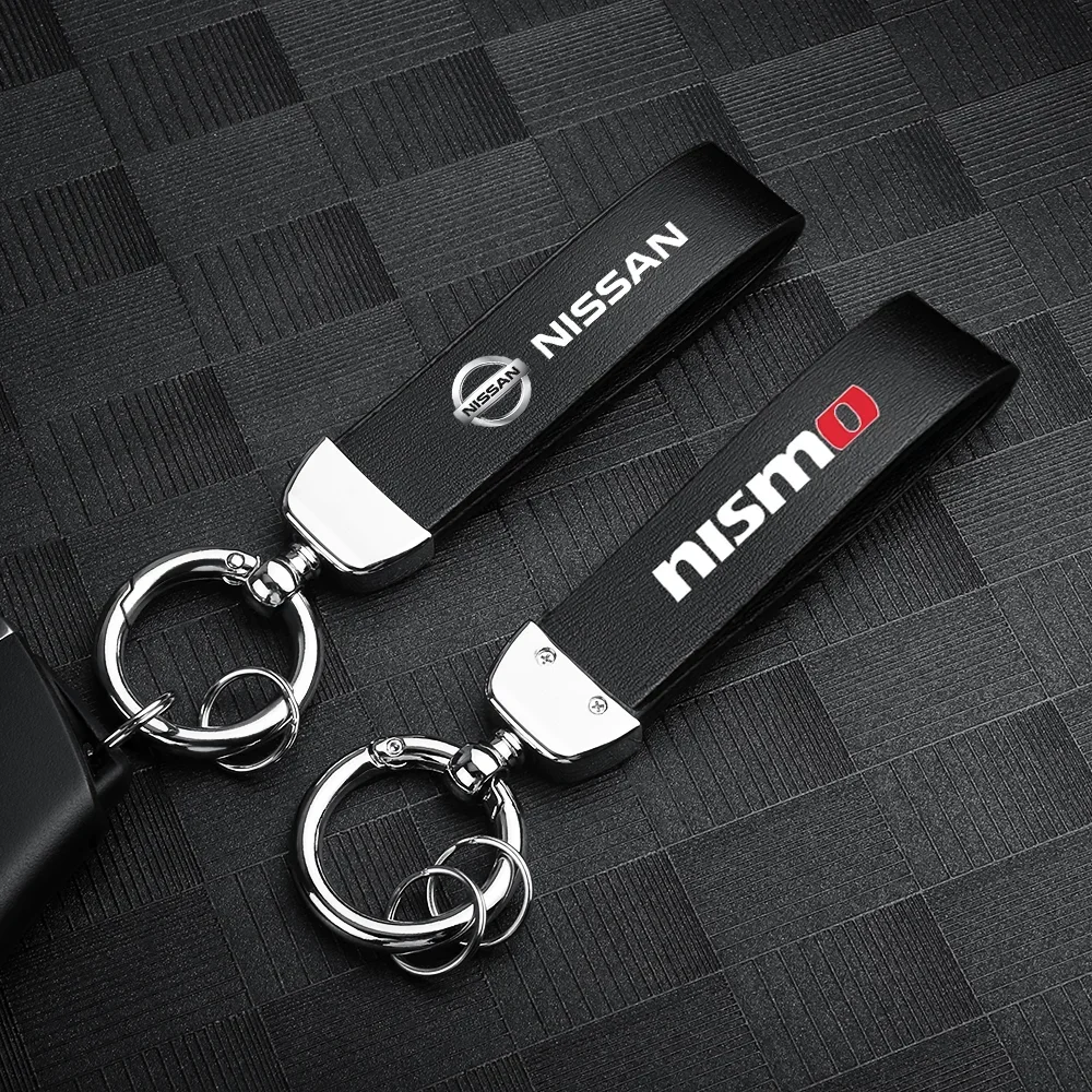 1pc Leather Car Styling Key Chain Keychain Metal Ring Decoration Gift For Nissan Nismo Tiida Teana GTR 350Z 370Z 240SX Juke Note