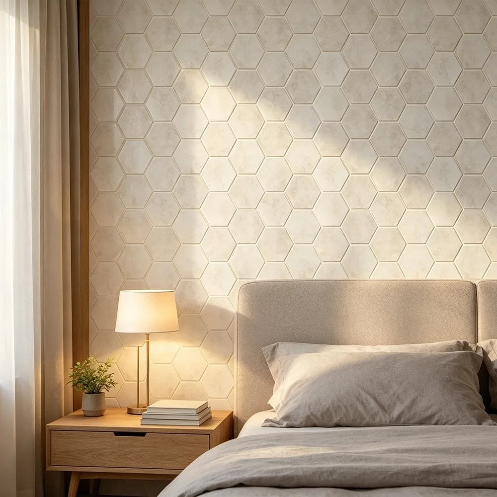 2PCS Soft Light Tone Hexagon Tile Sticker Matte Surface PVC Self Adhesive Tile Cover Easy Paste Water Proof Floor Decal