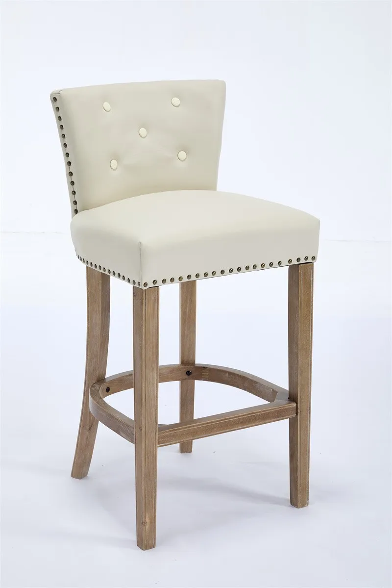 

Бежевые барные стулья, комплект из 2 штук, высота сиденья 26 дюймов, с кожаной обивкой, деревянные.